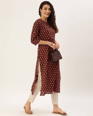 Black printed cotton ethnic-kurtis 4
