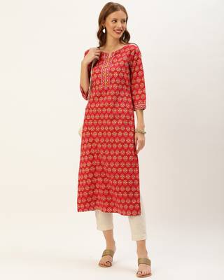 Pink printed cotton ethnic-kurtis 4
