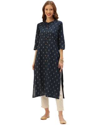 Blue printed cotton ethnic-kurtis 1