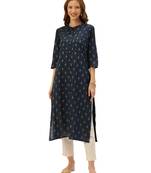 Blue printed cotton ethnic-kurtis