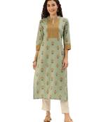 Green printed cotton ethnic-kurtis