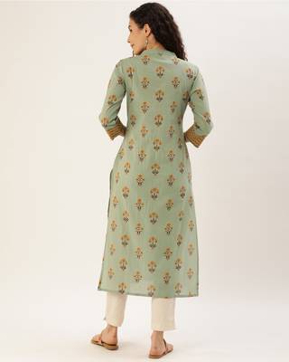 Green printed cotton ethnic-kurtis 2