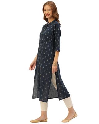 Blue printed cotton ethnic-kurtis 3