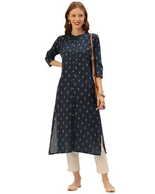 Blue printed cotton ethnic-kurtis 4