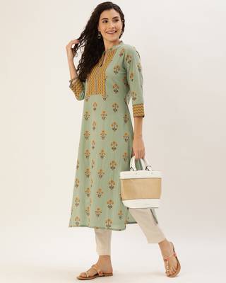 Green printed cotton ethnic-kurtis 4