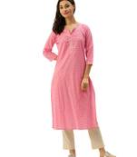 Pink printed cotton ethnic-kurtis