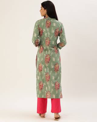 Green printed cotton ethnic-kurtis 2