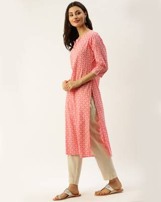 Pink printed cotton ethnic-kurtis 3