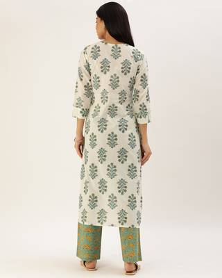 White printed cotton ethnic-kurtis 2