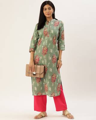  Green printed cotton ethnic-kurtis 4