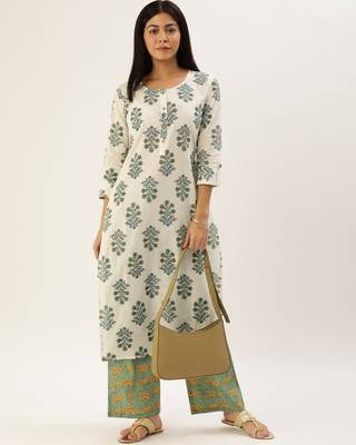 White printed cotton ethnic-kurtis 4