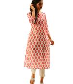 White printed cotton ethnic-kurtis