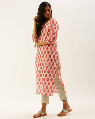 White printed cotton ethnic-kurtis 3