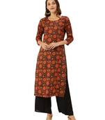 Black printed cotton ethnic-kurtis