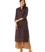 Blue printed cotton ethnic-kurtis