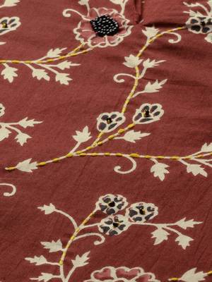 Maroon printed cotton ethnic-kurtis 3