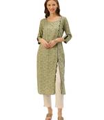 Green printed cotton ethnic-kurtis