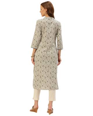 Beige printed cotton ethnic-kurtis 2