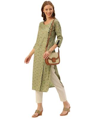 Green printed cotton ethnic-kurtis 4