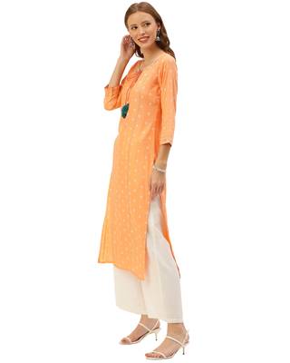 Orange printed cotton ethnic-kurtis 3