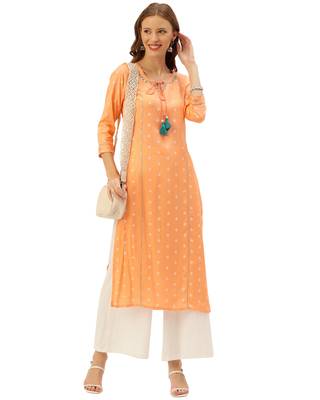 Orange printed cotton ethnic-kurtis 4