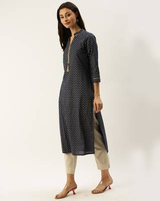 Blue printed cotton ethnic-kurtis 3