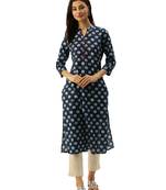 Blue printed cotton ethnic-kurtis