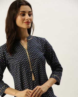 Blue printed cotton ethnic-kurtis 4