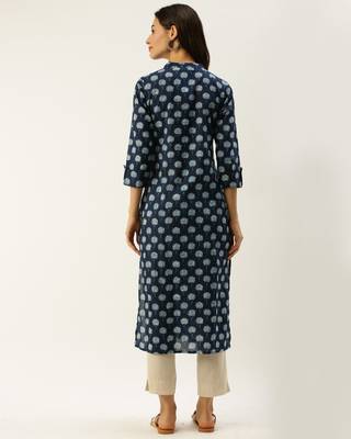 Blue printed cotton ethnic-kurtis 2