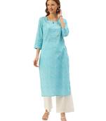 Blue printed cotton ethnic-kurtis