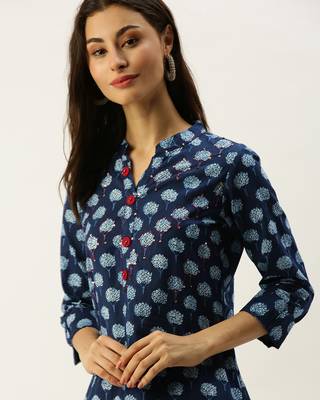 Blue printed cotton ethnic-kurtis 5