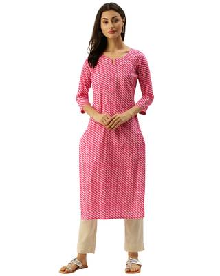 Pink printed cotton ethnic-kurtis 1