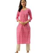 Pink printed cotton ethnic-kurtis