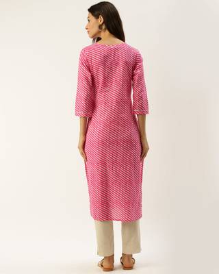 Pink printed cotton ethnic-kurtis 2