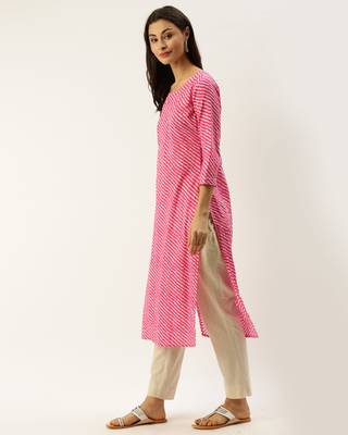 Pink printed cotton ethnic-kurtis 3