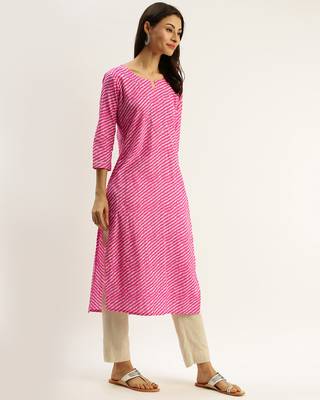 Pink printed cotton ethnic-kurtis 4