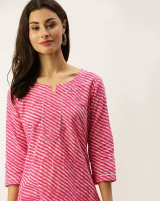 Pink printed cotton ethnic-kurtis 5