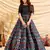 Black pigment foliage Taffeta Silk Party Wear gown