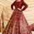 Maroon pigment foliage Taffeta Silk Party Wear gown