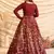 Maroon pigment foliage Taffeta Silk Party Wear gown