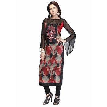 Black embroidered silk kurtas-and-kurtis 1