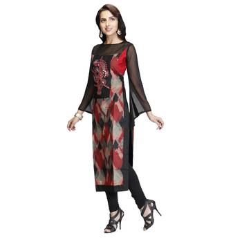 Black embroidered silk kurtas-and-kurtis 3