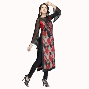 Black embroidered silk kurtas-and-kurtis 4