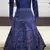 Navy-Blue pigment foliage Taffeta Silk Party Wear gown