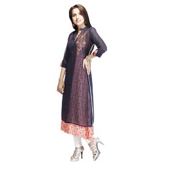 Navy-blue embroidered georgette kurtas-and-kurtis 3
