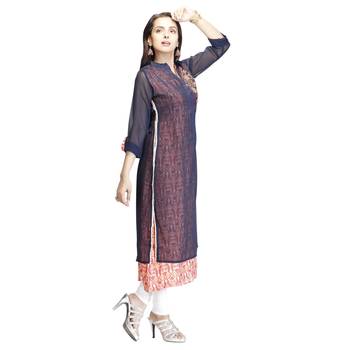 Navy-blue embroidered georgette kurtas-and-kurtis 4