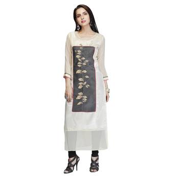 Cream embroidered silk kurtas-and-kurtis 1