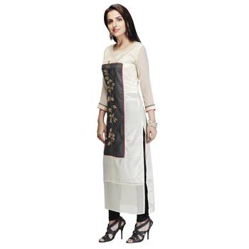 Cream embroidered silk kurtas-and-kurtis 3