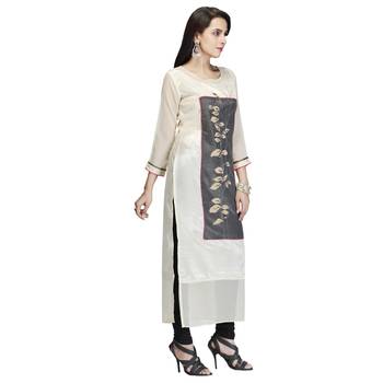 Cream embroidered silk kurtas-and-kurtis 4