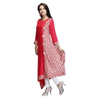 Pink printed cotton kurtas-and-kurtis 3